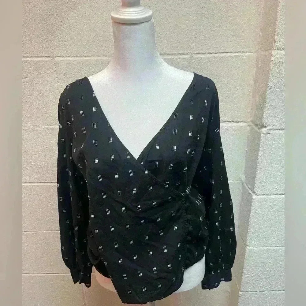 Madewell black and white blouse